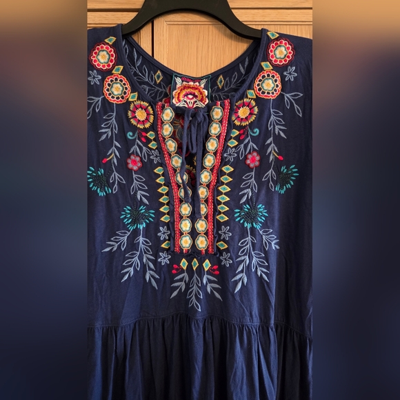 Johnny Was Sicilia Tiered Knit Dress Embroidered Details - Picture 7 of 10